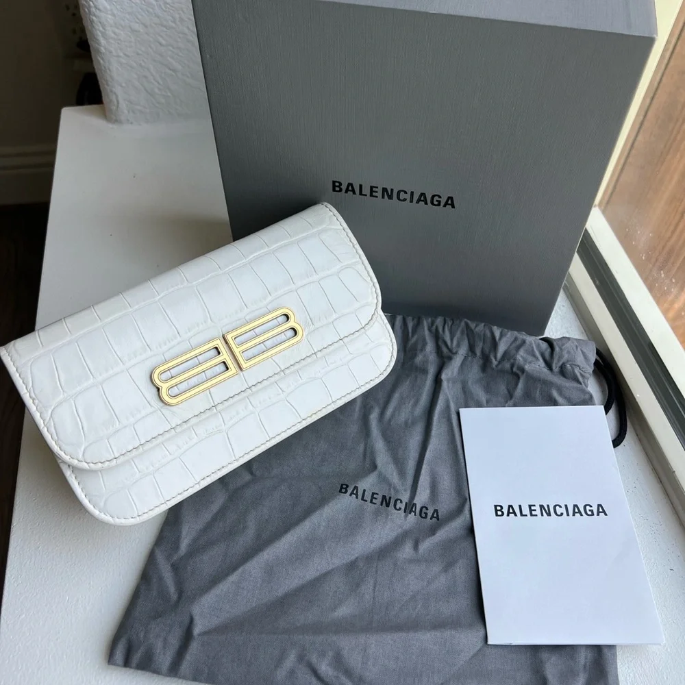 Balenciaga White Croc-Embossed Clutch - Picture 3 of 3